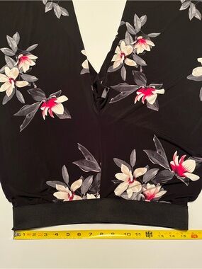 Alfani Black Palazzo Pants with Cream and Pink Floral Pattern